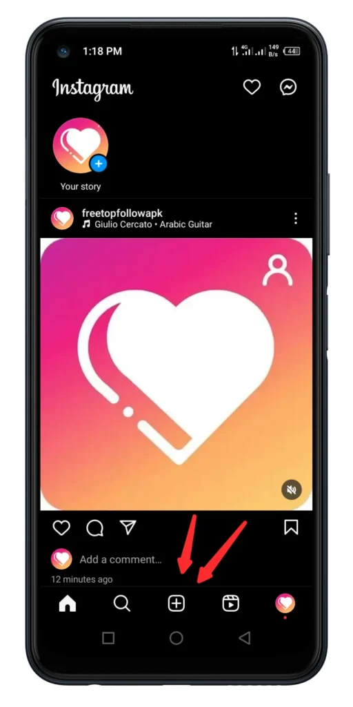 Finger tapping 'Music' sticker option on Instagram story